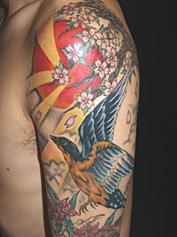 燕と花の刺青デザイン449_3