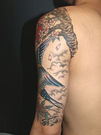 燕と花の刺青デザイン449_5