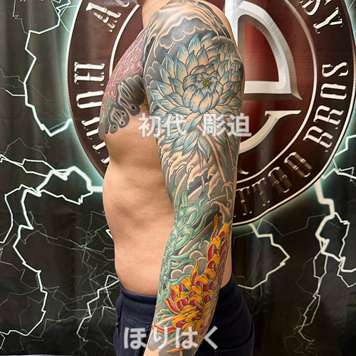 菊と月下美人の花の刺青1645_6