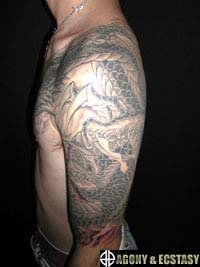 煙の背景の龍の刺青25_4