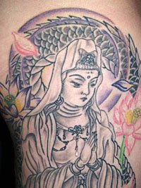 騎龍観音と蓮の花の刺青371_5