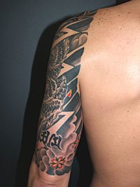 桜吹雪に龍と雷の刺青433_7