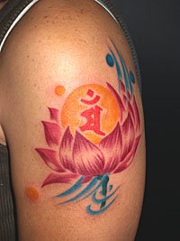 蓮の花に梵字のタトゥー561_2