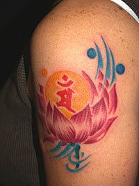 蓮の花に梵字のタトゥー561_4
