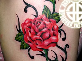赤い薔薇の花とツボミのタトゥーデザイン画像633_11